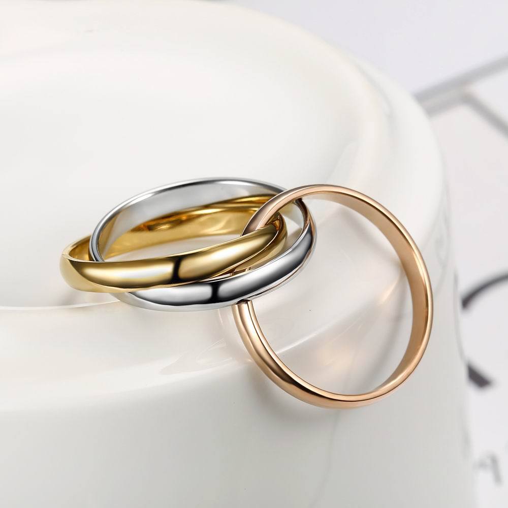 Wholesale Three-ring stainless steel ring Mobius ring